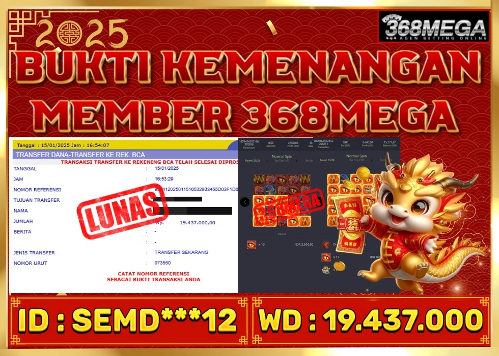 368MEGA JACKPOT Rp 19.437.000 - LUNAS!!!