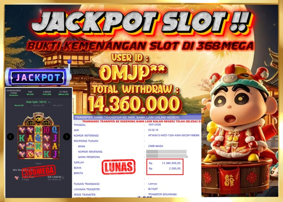 368MEGA JACKPOT Rp 14.360.000 - LUNAS!!!