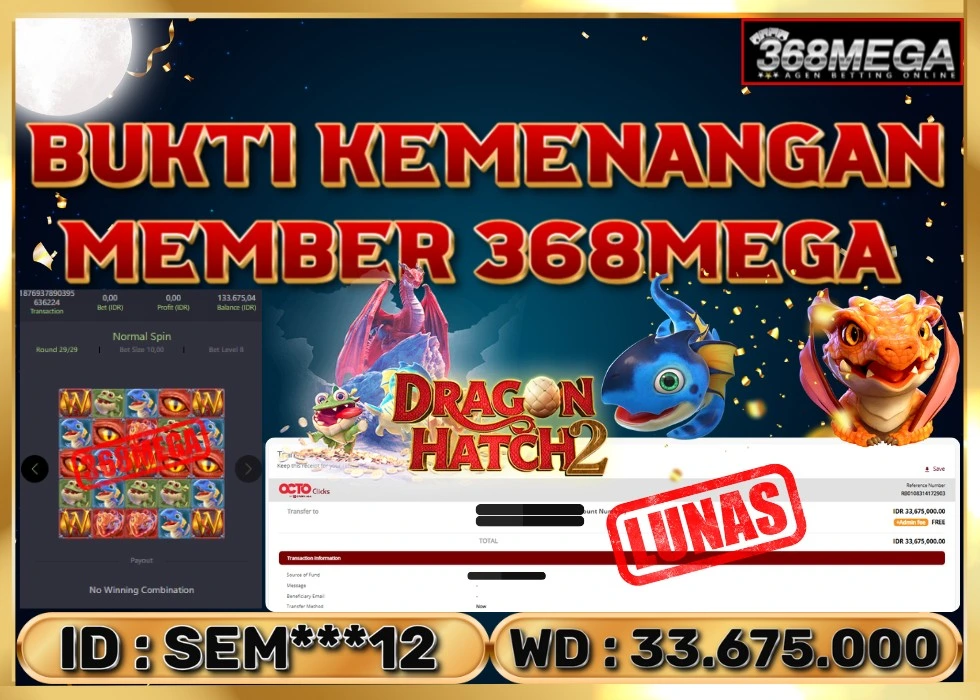368MEGA JACKPOT Rp 33.675.000 - LUNAS!!!