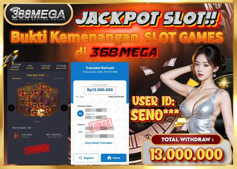 368MEGA JACKPOT SLOT WILD WEST GOLD MEGAWAYS Rp 13.000.000 - LUNAS!!!
