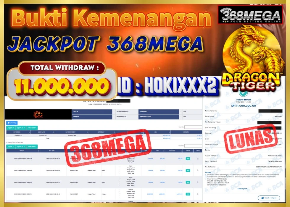 368MEGA JACKPOT SLOT Rp 11.000.000 - LUNAS!!!