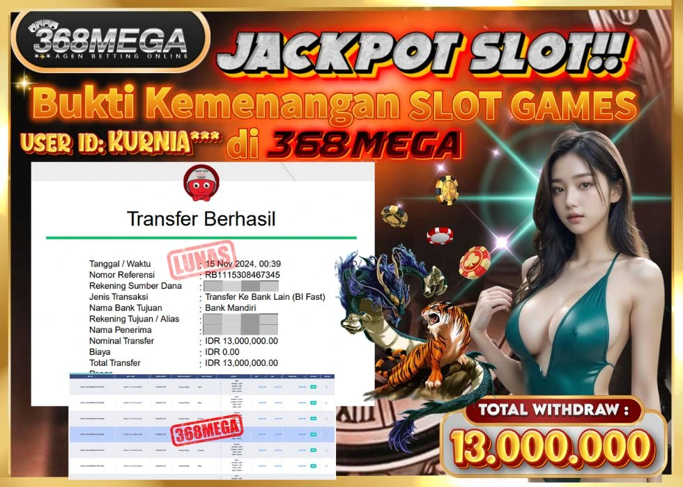 368MEGA JACKPOT SLOT Rp 13.000.000 - LUNAS!!!