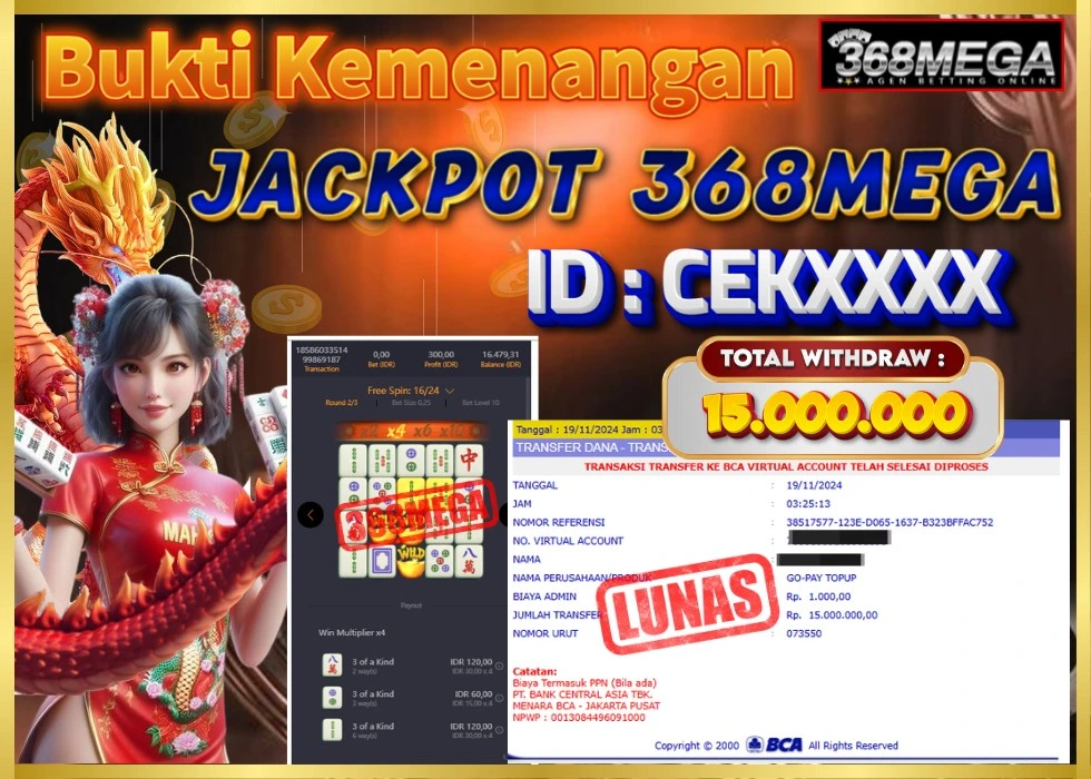 368MEGA JACKPOT Rp 15.000.000 - LUNAS!!!
